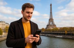 Jeune célibataire à Paris consultant une offre de crédit personnel